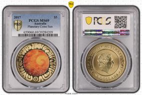 2017 $5 Planetary Coins Sun Colorized MS69