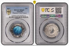 2017 20C Planetary Coins Uranus Colorized MS69