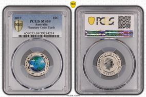 2017 10C Planetary Coins Earth Colorized MS69