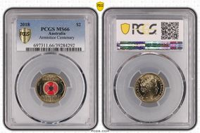 2018 $2 Armistice Centenary Colorized MS66