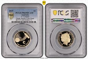 2019 $1 C- Cricket Great Aussie Coin Hunt PR69DCAM