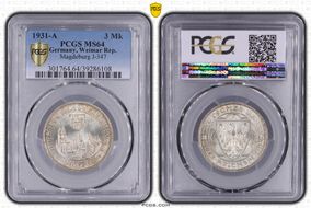 1931-A 3 Mk Magdeburg J-347 MS64