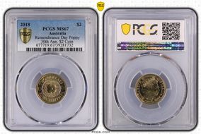 2018 $2 Remembrance Day Poppy 30th Ann. $2 Coin MS67