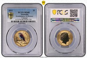 2011 $1 Kookaburra Al-Bronze Colorized MS68