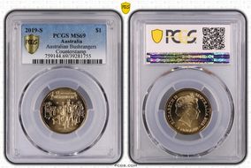 2019-S $1 Australian Bushrangers Counterstamp MS69