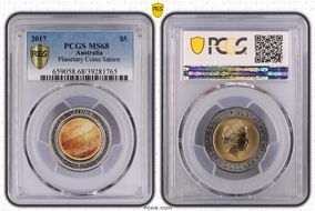 2017 $5 Planetary Coins Saturn Colorized MS68
