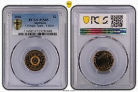 2016 $2 Olympic Team - Yellow Colorized MS65