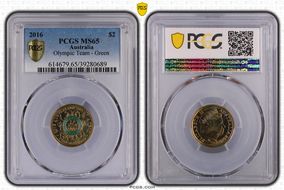 2016 $2 Olympic Team - Green Colorized MS65