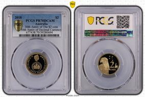 2018 $2 30th Anniv of The $2 coin 50th Anniv of Decimal Currency PR70DCAM