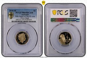 2018-M $2 30th Anniv of The $2 coin Privy Mark PR69DCAM
