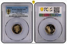 2018-S $2 30th Anniv of The $2 coin Privy Mark PR69DCAM