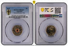 2015 $2 Remembrance Day Colorized In Flanders Fields MS65