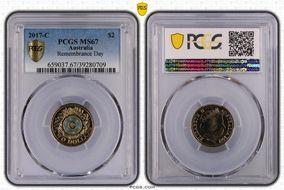 2017-C $2 Remembrance Day Colorized MS67