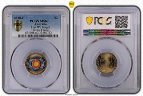 2018-C $2 Lest We Forget Eternal Flame Colorized MS67