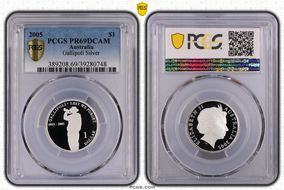 2005 $1 Gallipoli Ag PR69DCAM