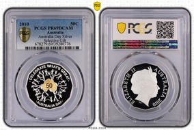 2010 50C Australia Day Ag Selective Gilt PR69DCAM