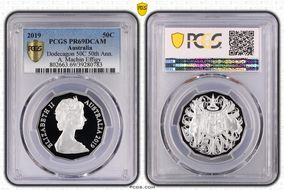 2019 50C Dodecagon 50C 50th Ann. Ag A. Machin Effigy PR69DCAM