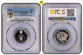 2016 10C 50 Yrs Decimal Currency PR69DCAM