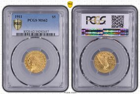 1911 $5 MS62