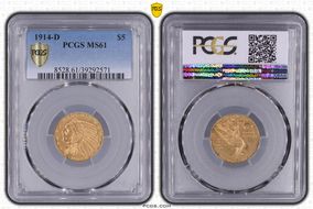 1914-D $5 MS61