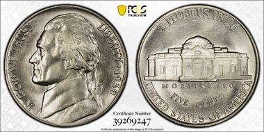 1939 5C Reverse of 1938 MS66FS