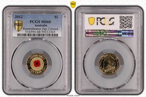 2012 $2 Remembrance Day Colorized MS68