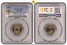2018 $2 Remembrance Day Poppy 30th Ann. $2 Coin MS67