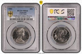 1981 20C 3 1/2 Claw Scalloped Letters Obverse MS64