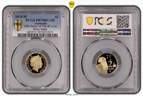 2018-M $2 30th Anniv of The $2 coin Privy Mark PR70DCAM