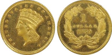 1859 G$1 PR65+ CAM