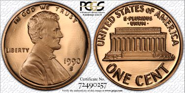 1990-S 1C PR70DCAM