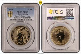 2020 £100 Queen's Beasts Lion Au MS69