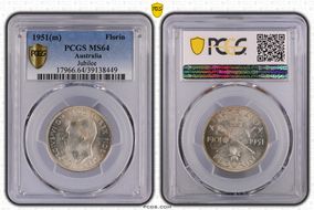 1951(m) Florin Jubilee KM-47  Ag MS64