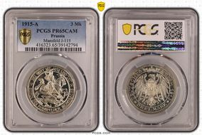 1915-A 3 Mk Mansfeld J-115 PR65CAM