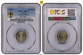 1916 10 Hel Austrian Shield KM-2825 MS67