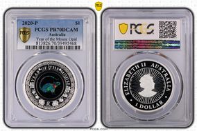 2020-P $1 Year of the Mouse Opal Ag PR70DCAM