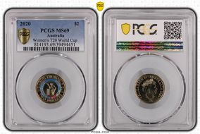 2020 $2 Women's T20 World Cup Colorized MS69