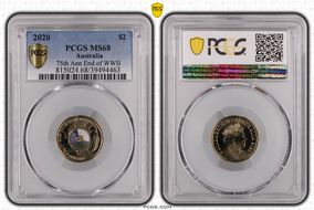 2020 $2 75th Ann End of WWII Colorized MS68