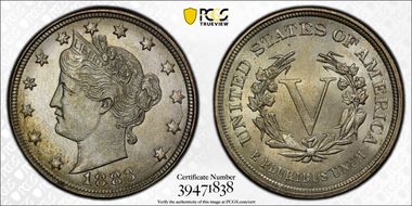 1883 5C No CENTS MS67