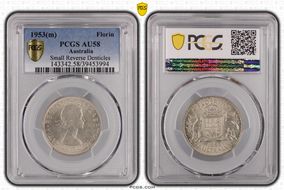 1953(m) Florin Small Rev. Denticles KM-54  Ag AU58