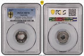 2017 5C Planetary Coins Mercury Colorized MS70