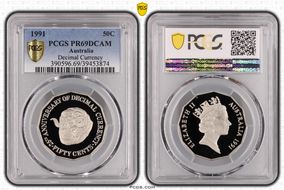 1991 50C Decimal Currency CuNi PR69DCAM