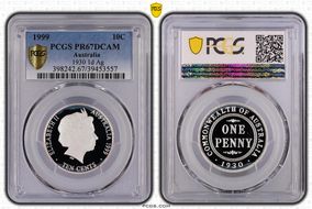 1999 10C 1930 1d Ag PR67DCAM