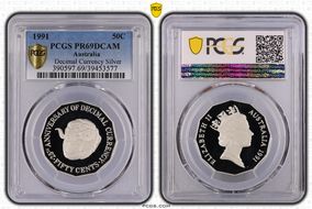 1991 50C Decimal Currency Ag PR69DCAM