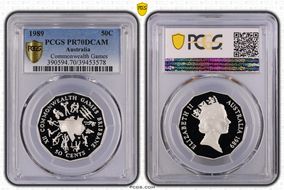 1989 50C Commonwealth Games Ag PR70DCAM