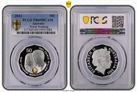 2011 50C Royal Wedding Ag Selective Gilt PR69DCAM