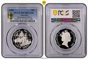 1989 50C Bicentennial Ag PR70DCAM