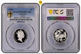 1990 $1 KM-84a  Ag PR69DCAM