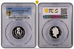 1990 $1 Year of Peace Ag PR70DCAM