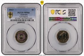 2013 $2 Coronation Colorized MS66